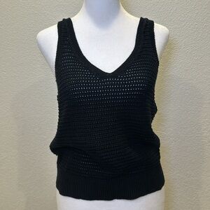 Banana Republic Black Cotton V Neck Sweater Tank Top Size Small